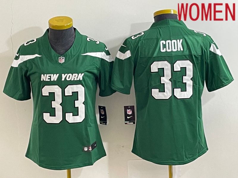 Women New York Jets #33 Cook Green Nike Vapor Limited NFL Jersey